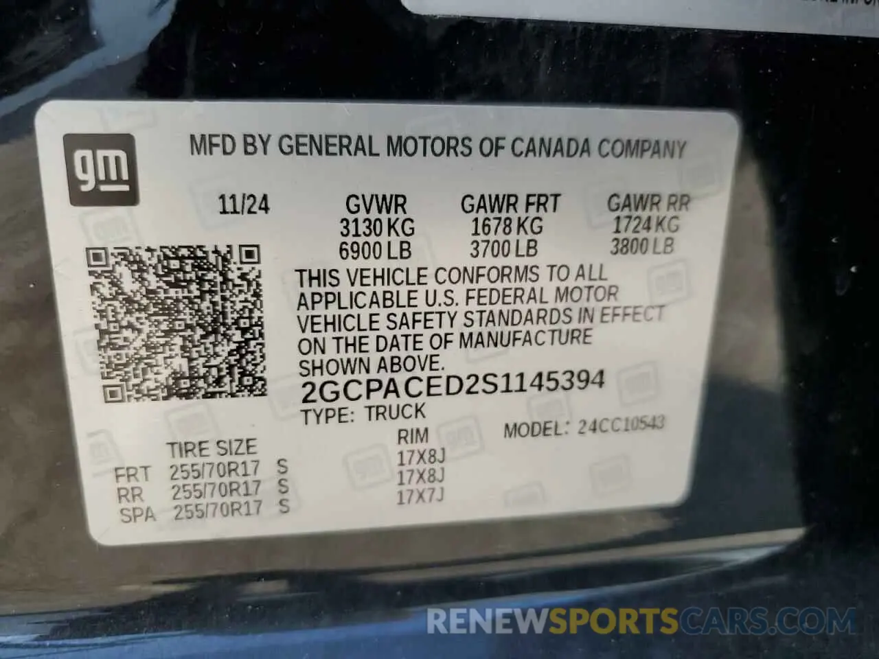 13 Photograph of a damaged car 2GCPACED2S1145394 CHEVROLET ALL Models 2025