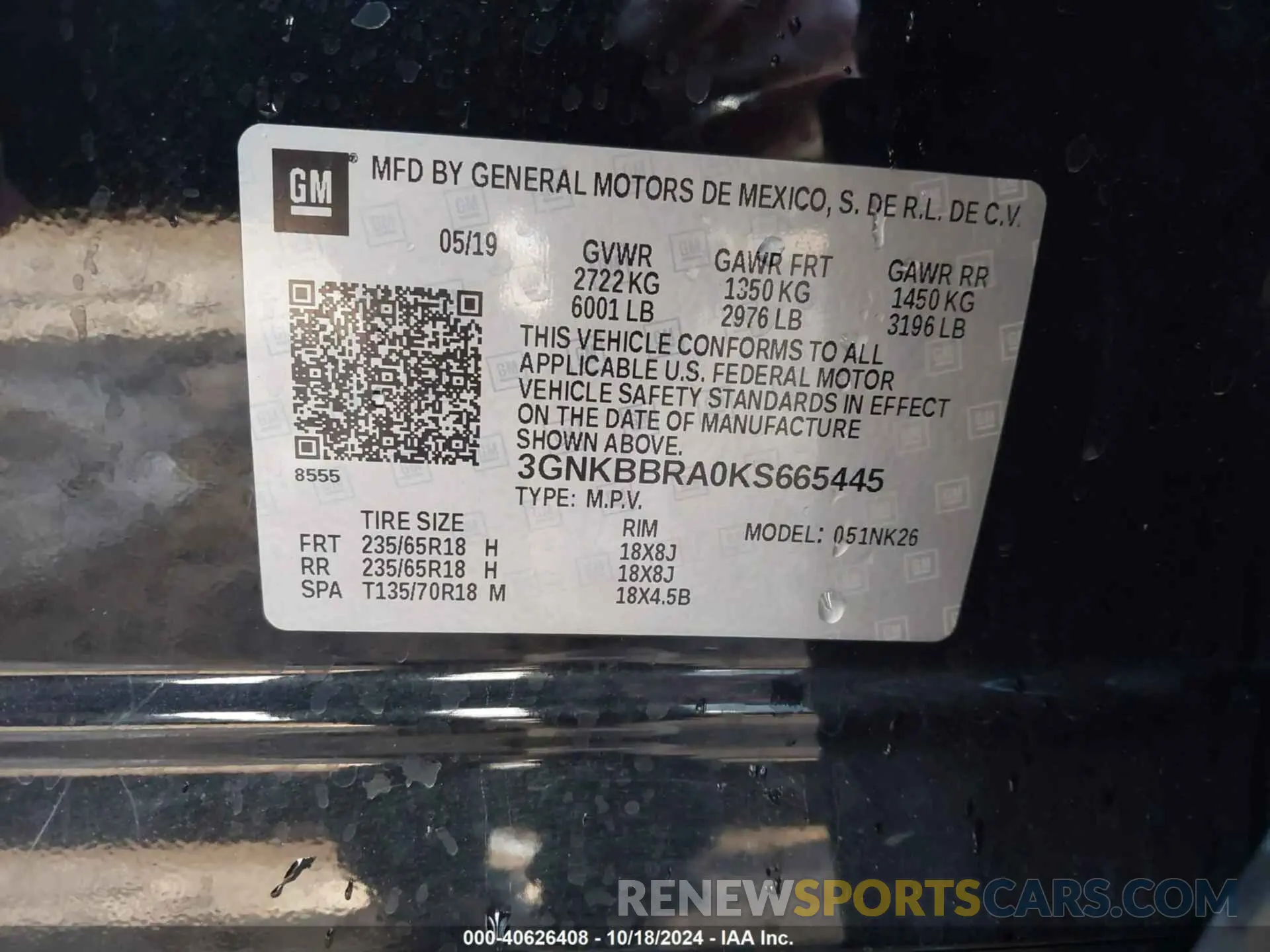 9 Photograph of a damaged car 3GNKBBRA0KS665445 CHEVROLET BLAZER 2019