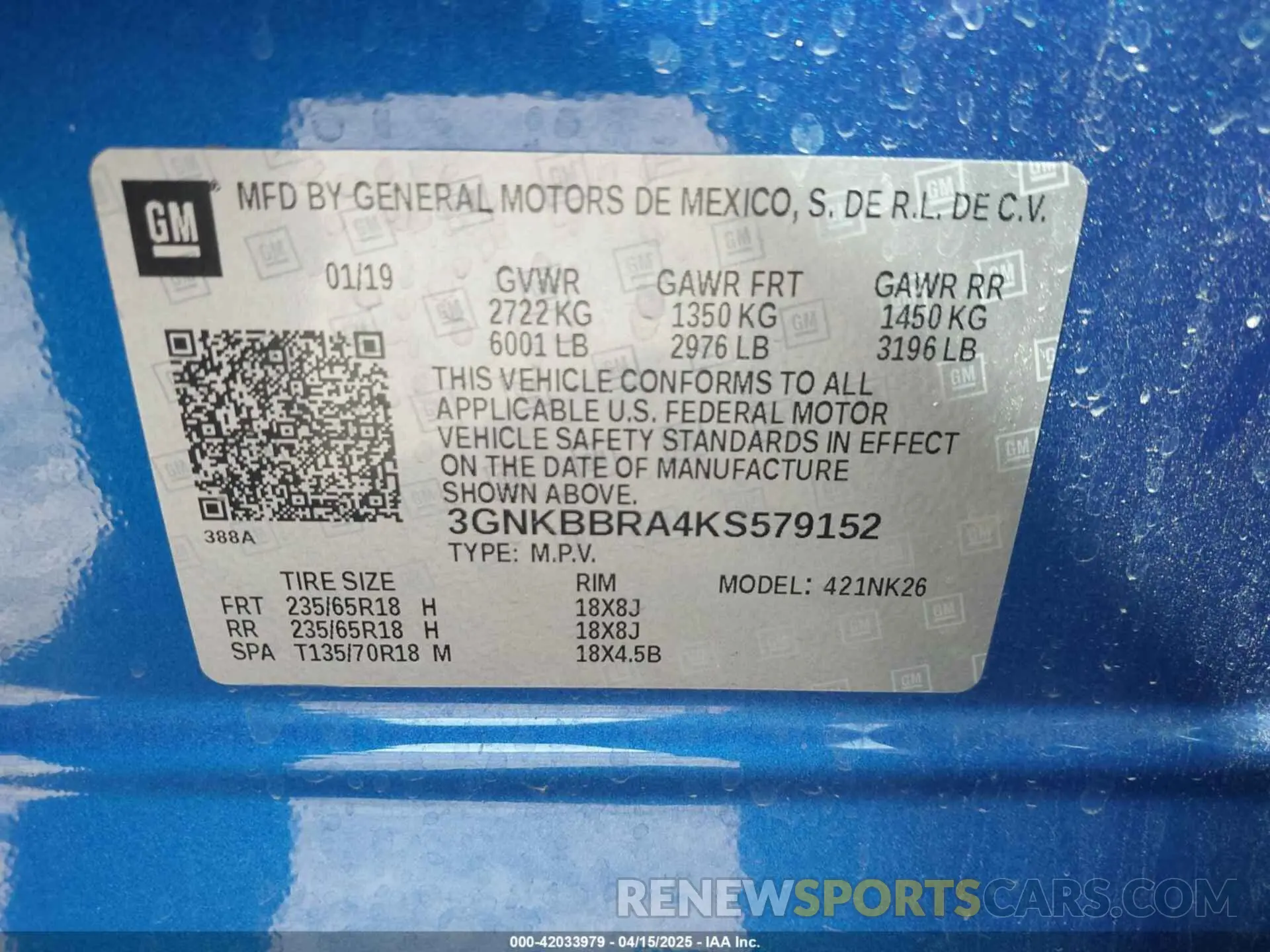 9 Photograph of a damaged car 3GNKBBRA4KS579152 CHEVROLET BLAZER 2019