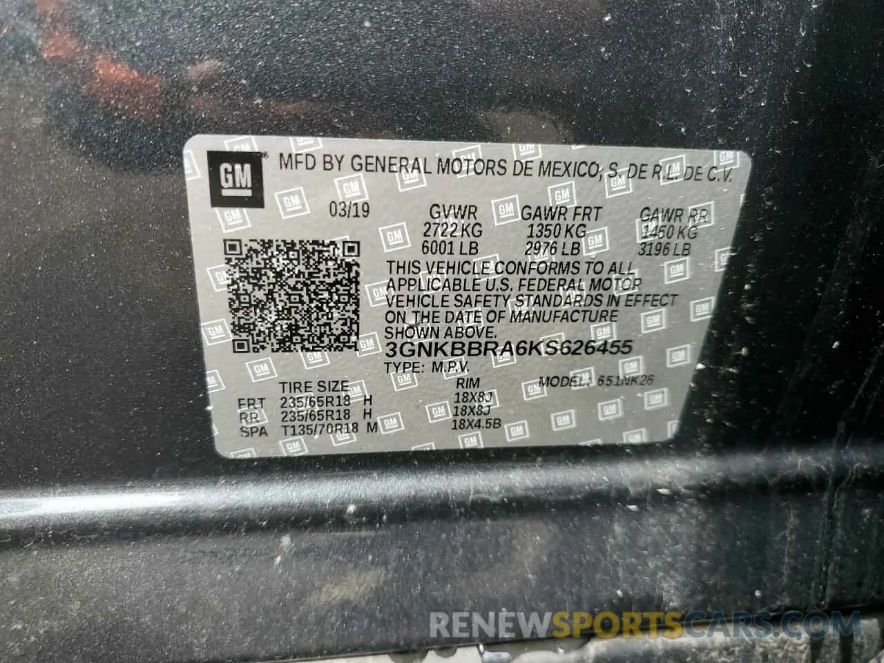 13 Photograph of a damaged car 3GNKBBRA6KS626455 CHEVROLET BLAZER 2019