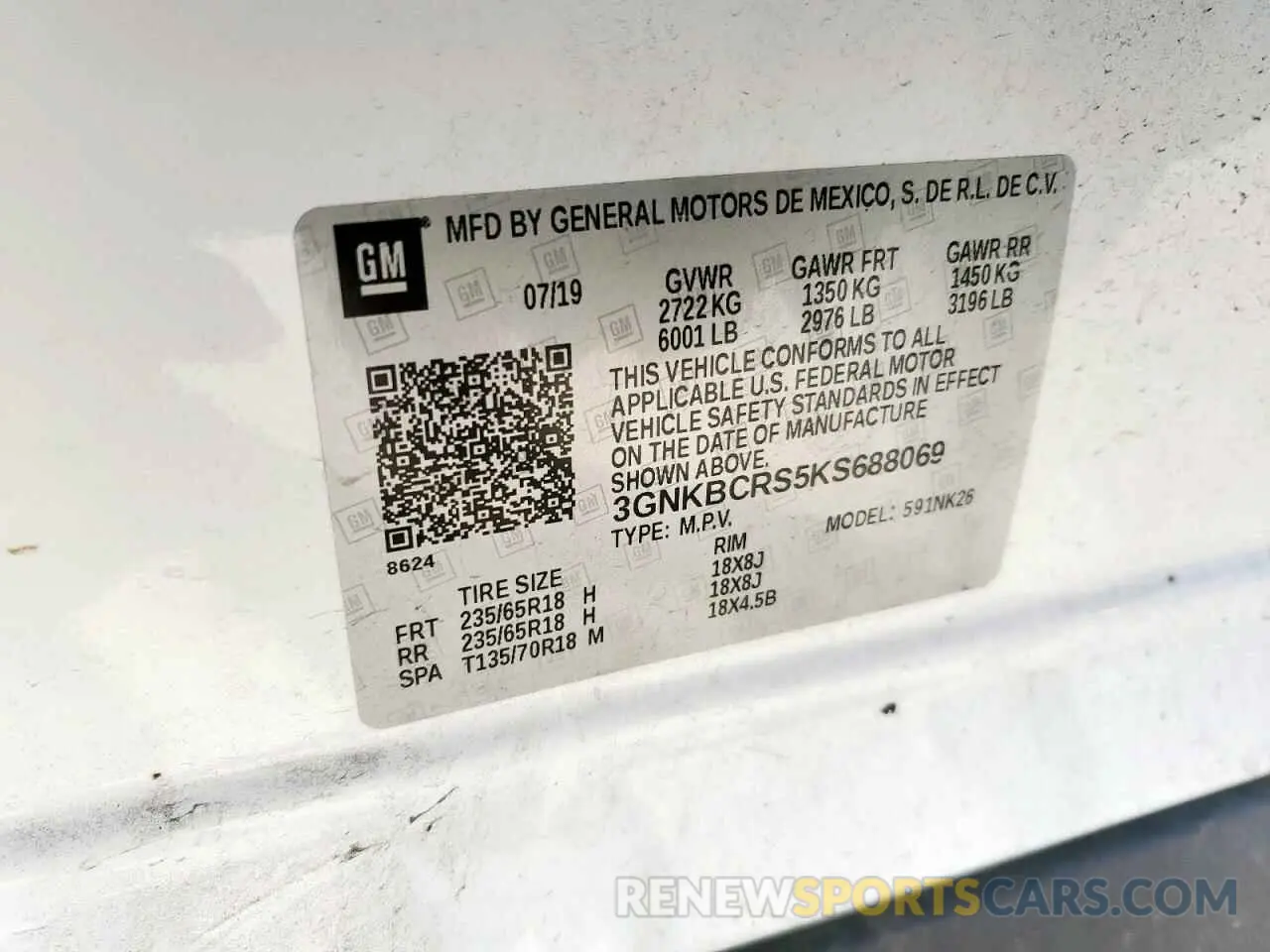 13 Фотография поврежденного автомобиля 3GNKBCRS5KS688069 CHEVROLET BLAZER 2019
