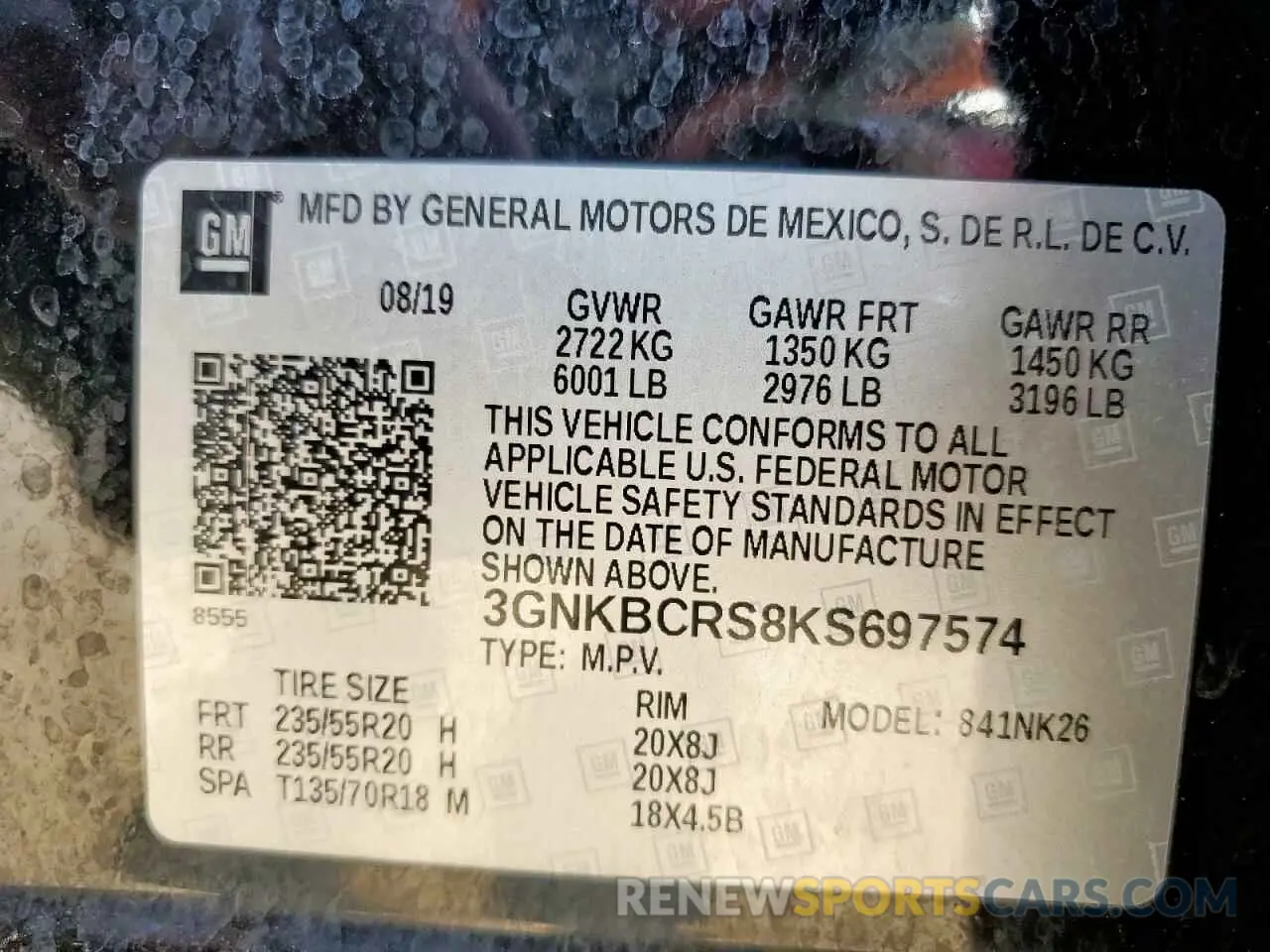 14 Photograph of a damaged car 3GNKBCRS8KS697574 CHEVROLET BLAZER 2019