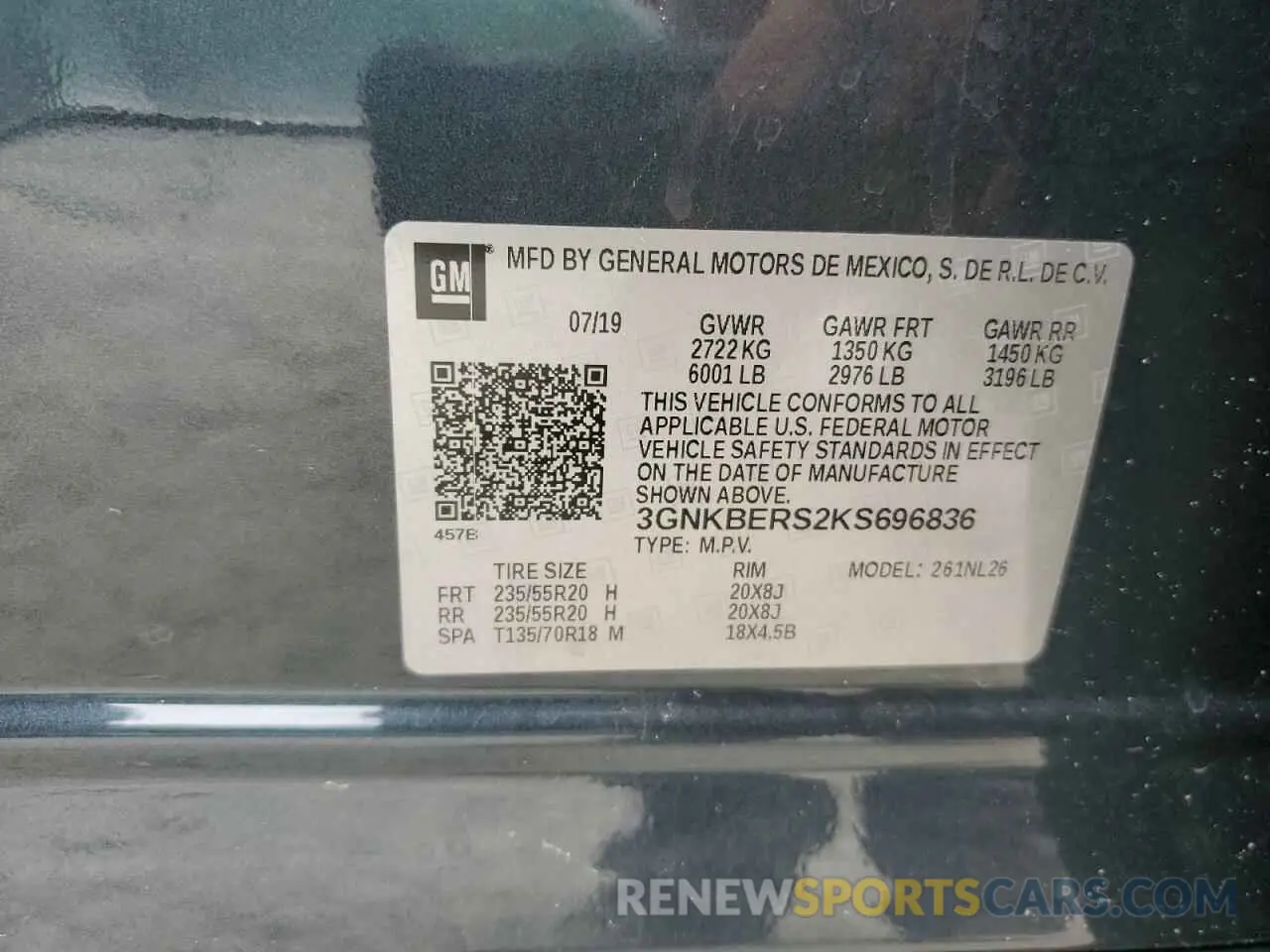 13 Фотография поврежденного автомобиля 3GNKBERS2KS696836 CHEVROLET BLAZER 2019
