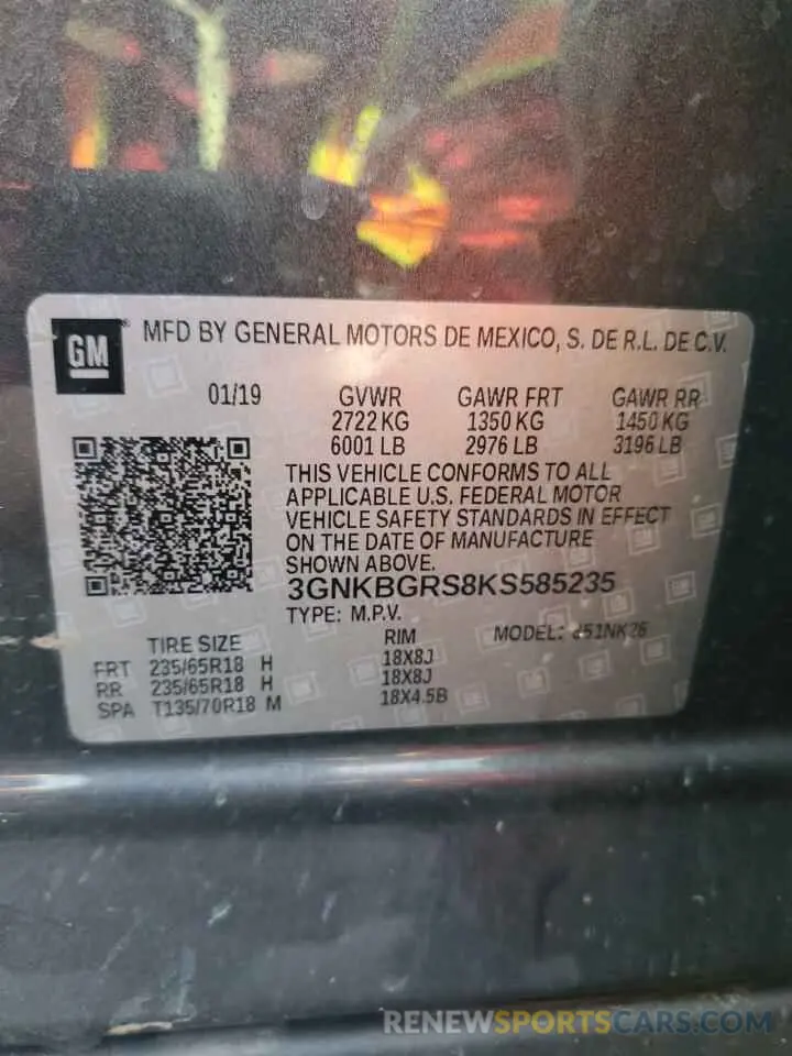 15 Фотография поврежденного автомобиля 3GNKBGRS8KS585235 CHEVROLET BLAZER 2019