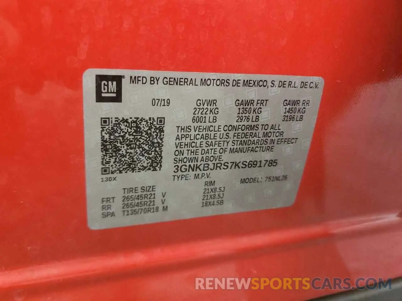 13 Фотография поврежденного автомобиля 3GNKBJRS7KS691785 CHEVROLET BLAZER 2019