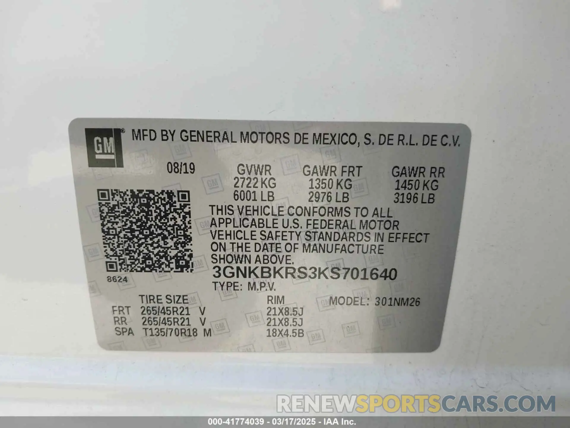 9 Photograph of a damaged car 3GNKBKRS3KS701640 CHEVROLET BLAZER 2019