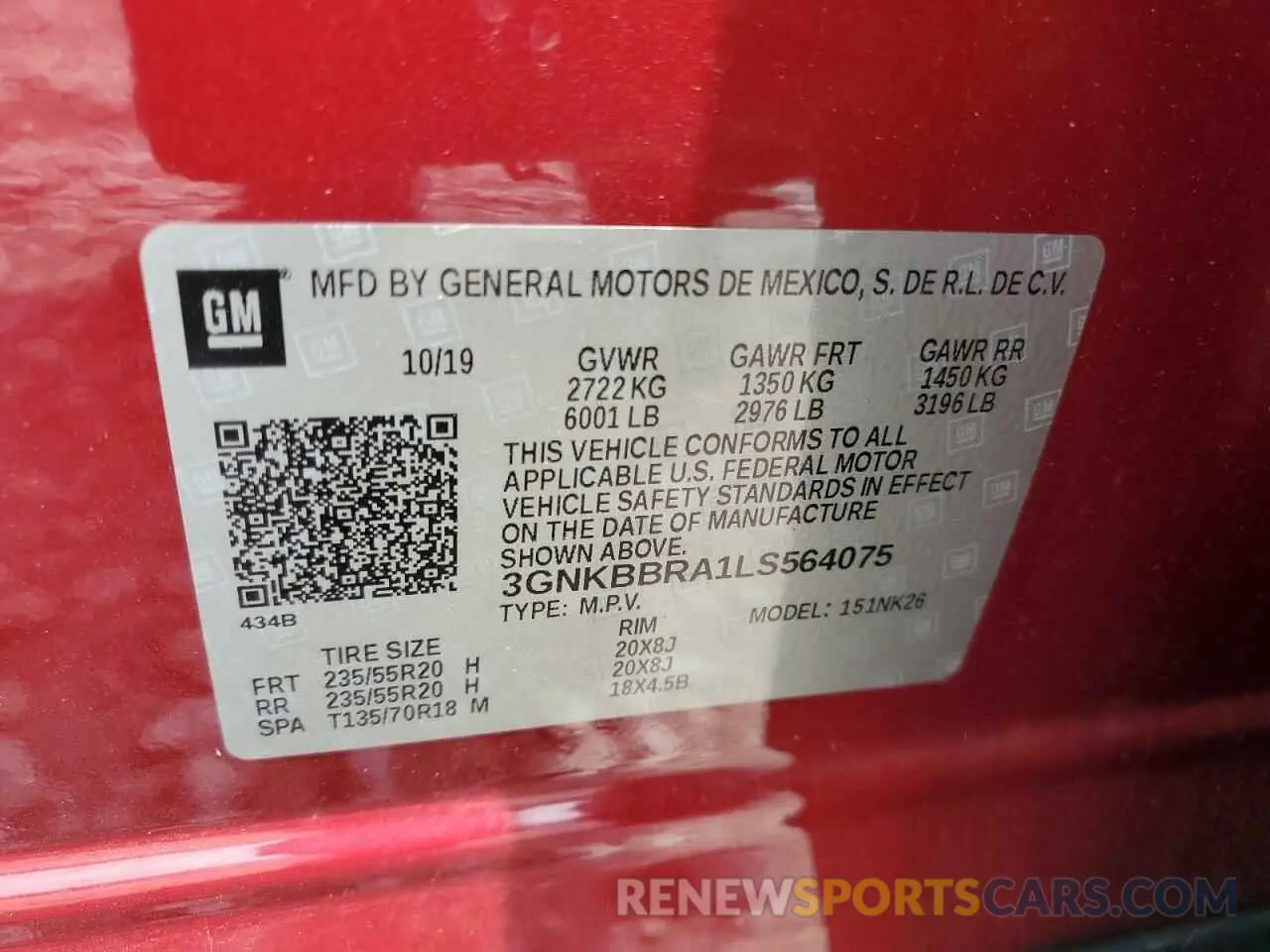 13 Photograph of a damaged car 3GNKBBRA1LS564075 CHEVROLET BLAZER 2020