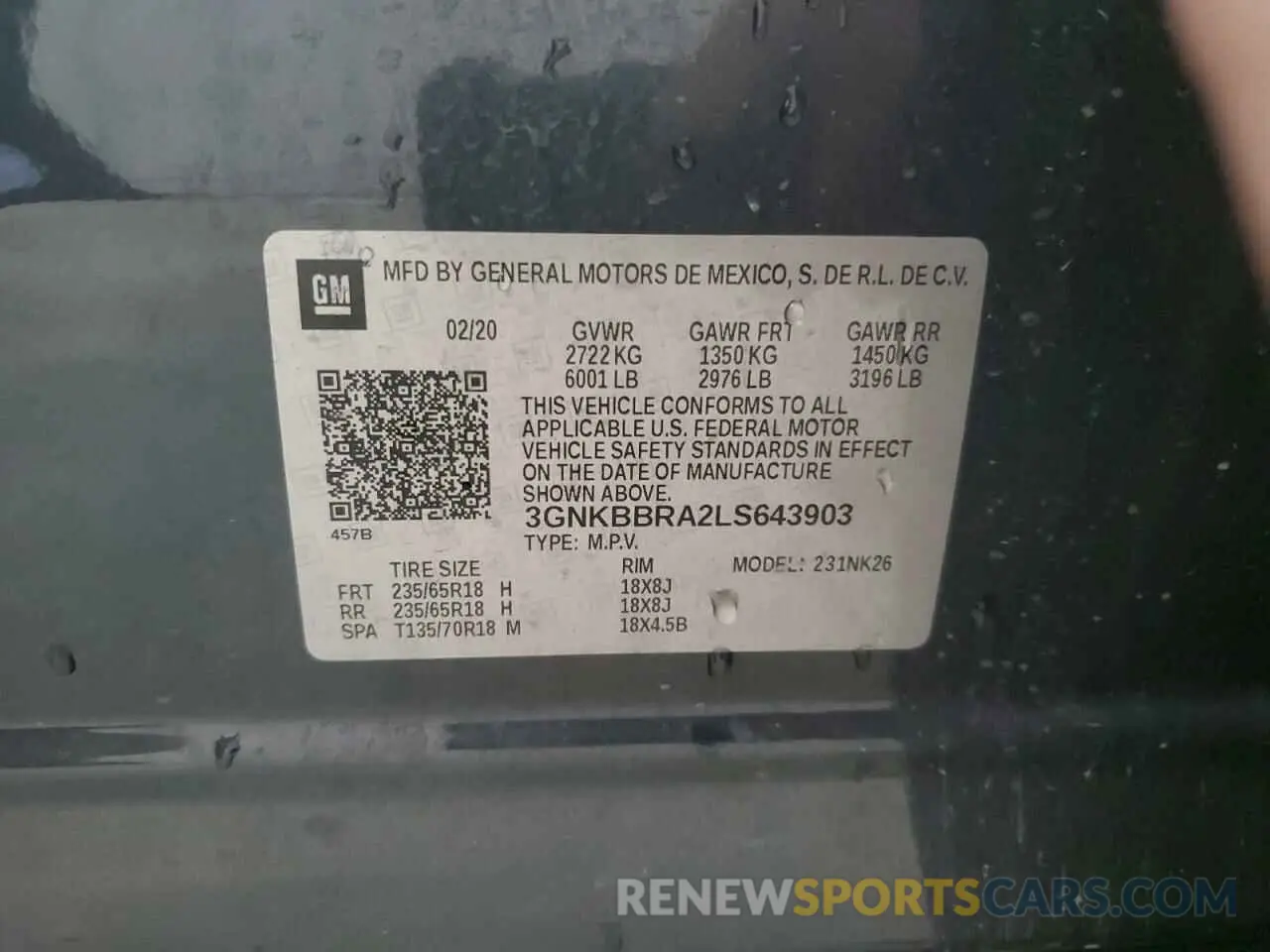 12 Photograph of a damaged car 3GNKBBRA2LS643903 CHEVROLET BLAZER 2020