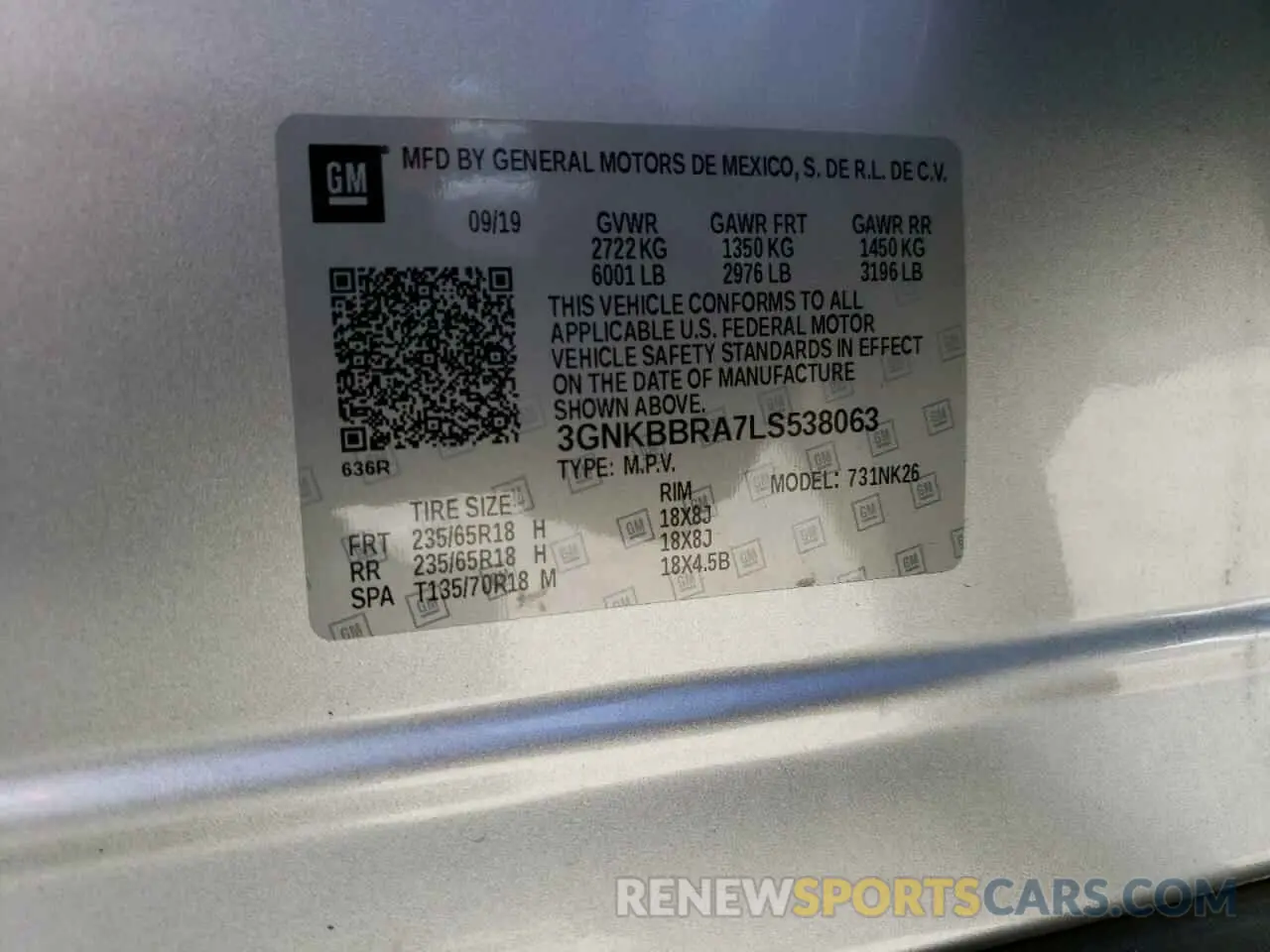 13 Photograph of a damaged car 3GNKBBRA7LS538063 CHEVROLET BLAZER 2020