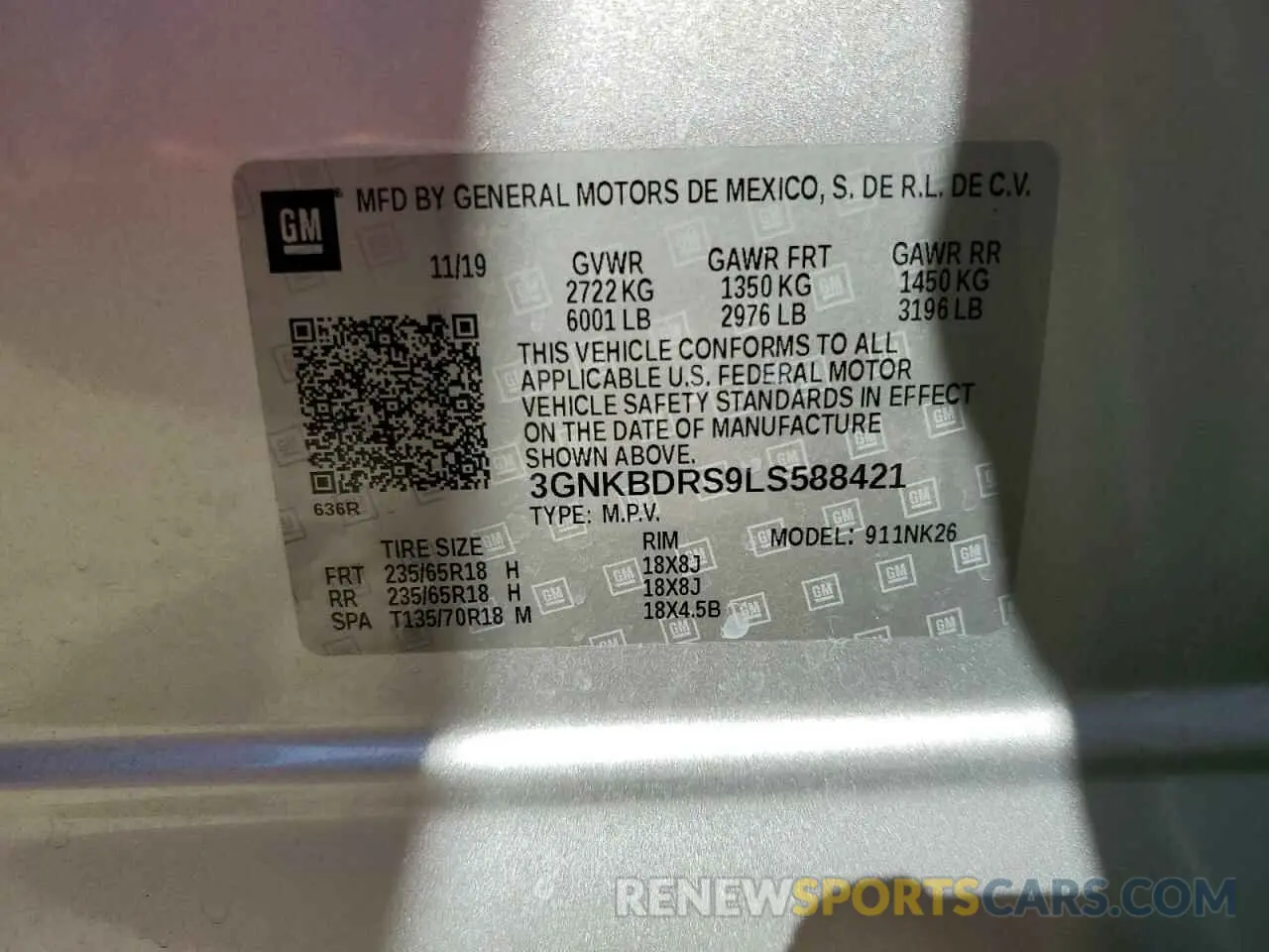 13 Фотография поврежденного автомобиля 3GNKBDRS9LS588421 CHEVROLET BLAZER 2020