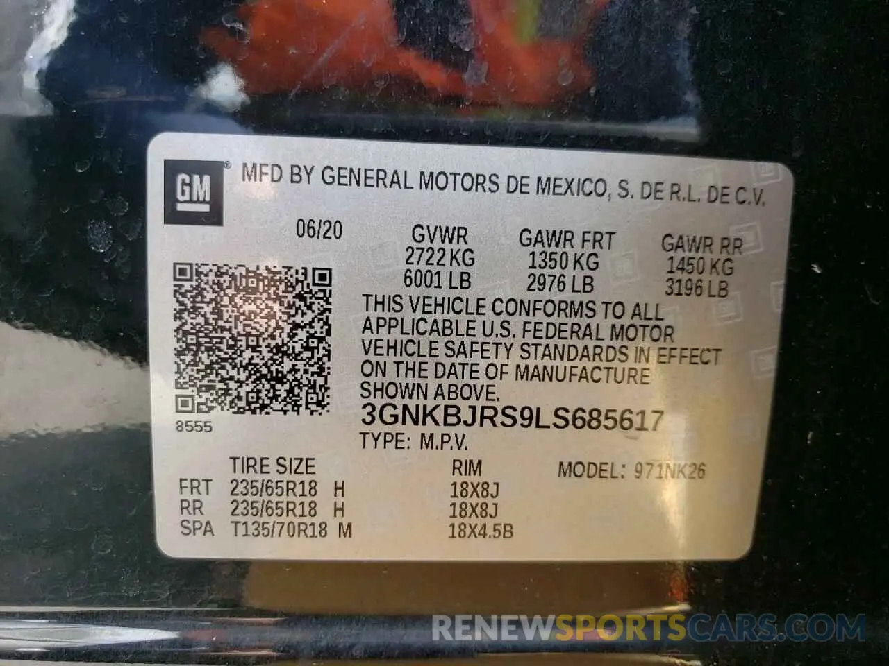 14 Photograph of a damaged car 3GNKBJRS9LS685617 CHEVROLET BLAZER 2020