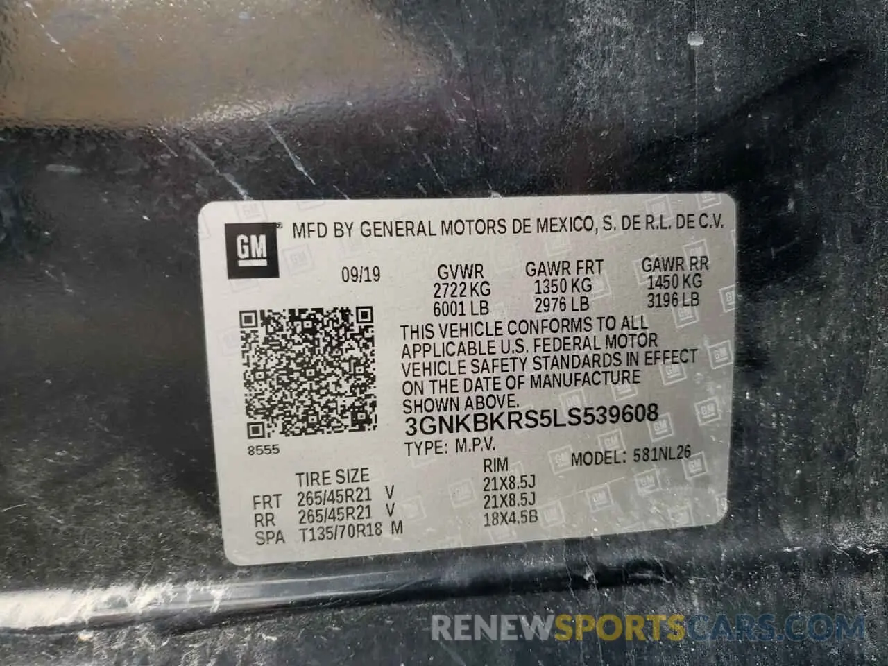 13 Photograph of a damaged car 3GNKBKRS5LS539608 CHEVROLET BLAZER 2020