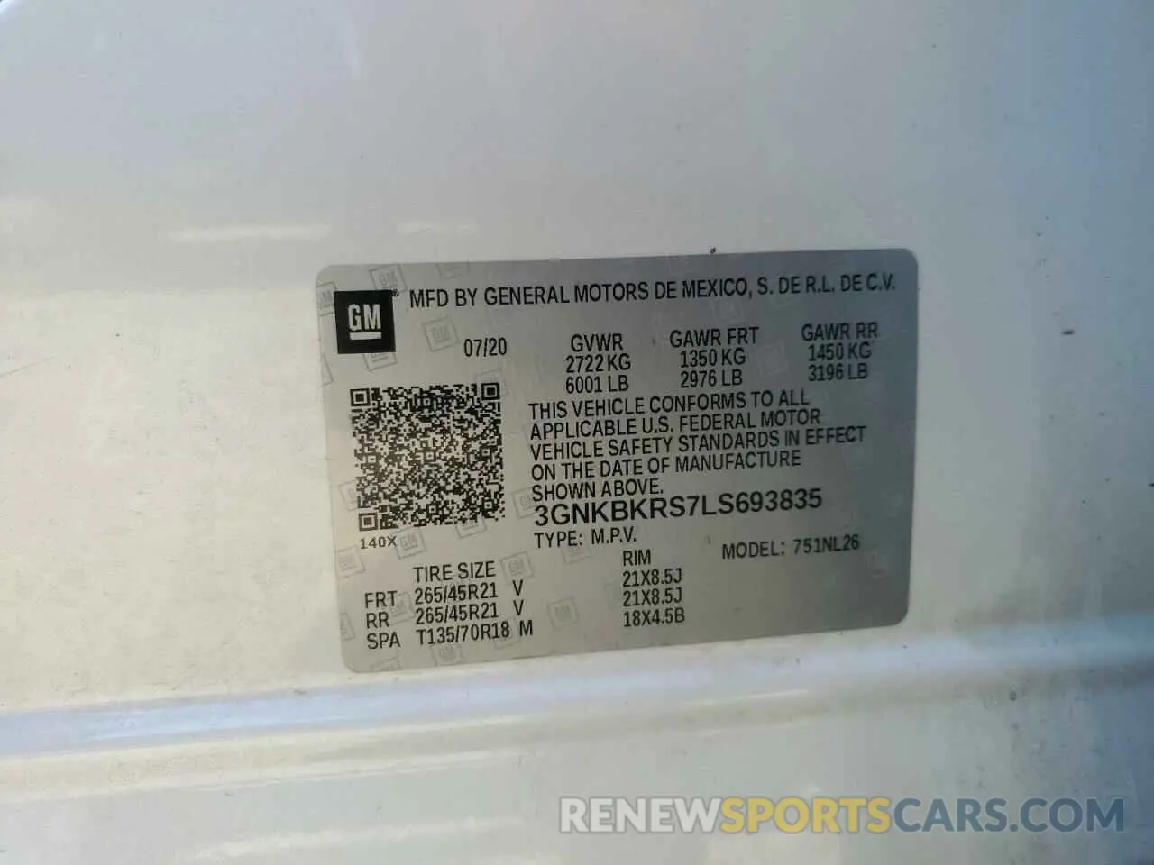 13 Photograph of a damaged car 3GNKBKRS7LS693835 CHEVROLET BLAZER 2020