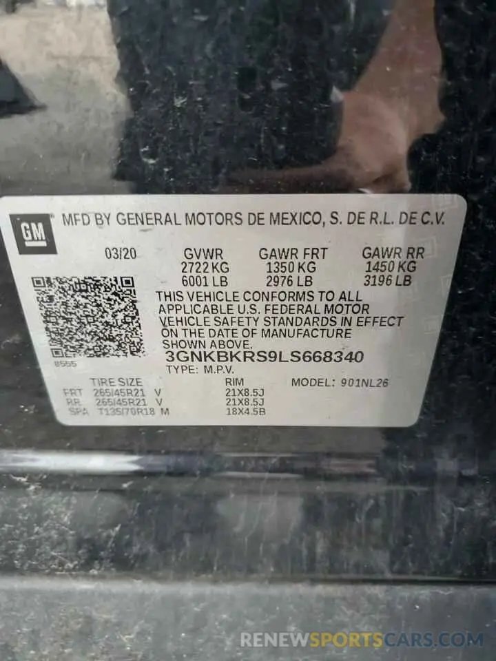 13 Photograph of a damaged car 3GNKBKRS9LS668340 CHEVROLET BLAZER 2020