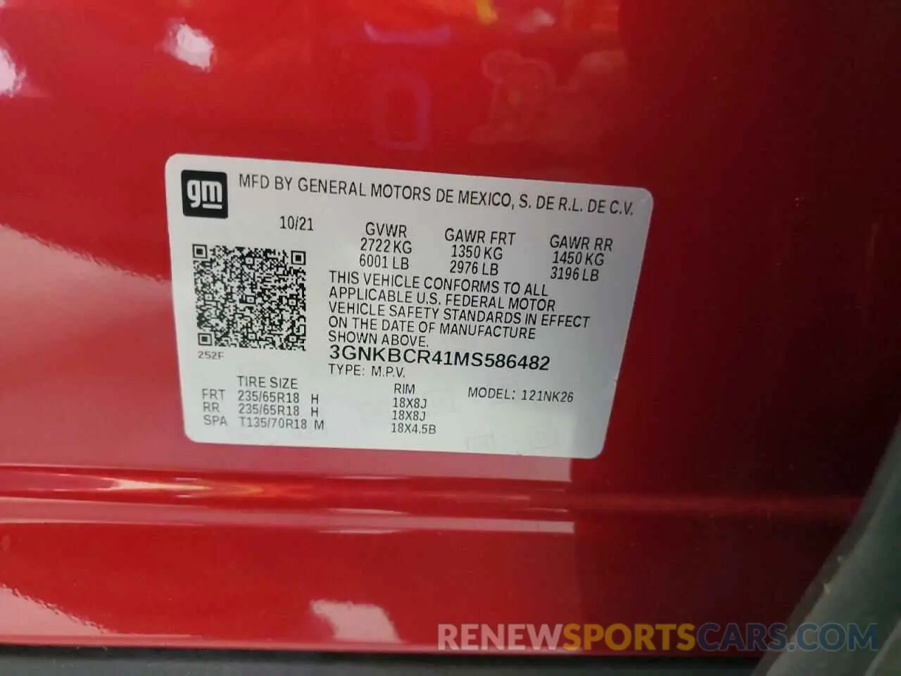 13 Photograph of a damaged car 3GNKBCR41MS586482 CHEVROLET BLAZER 2021