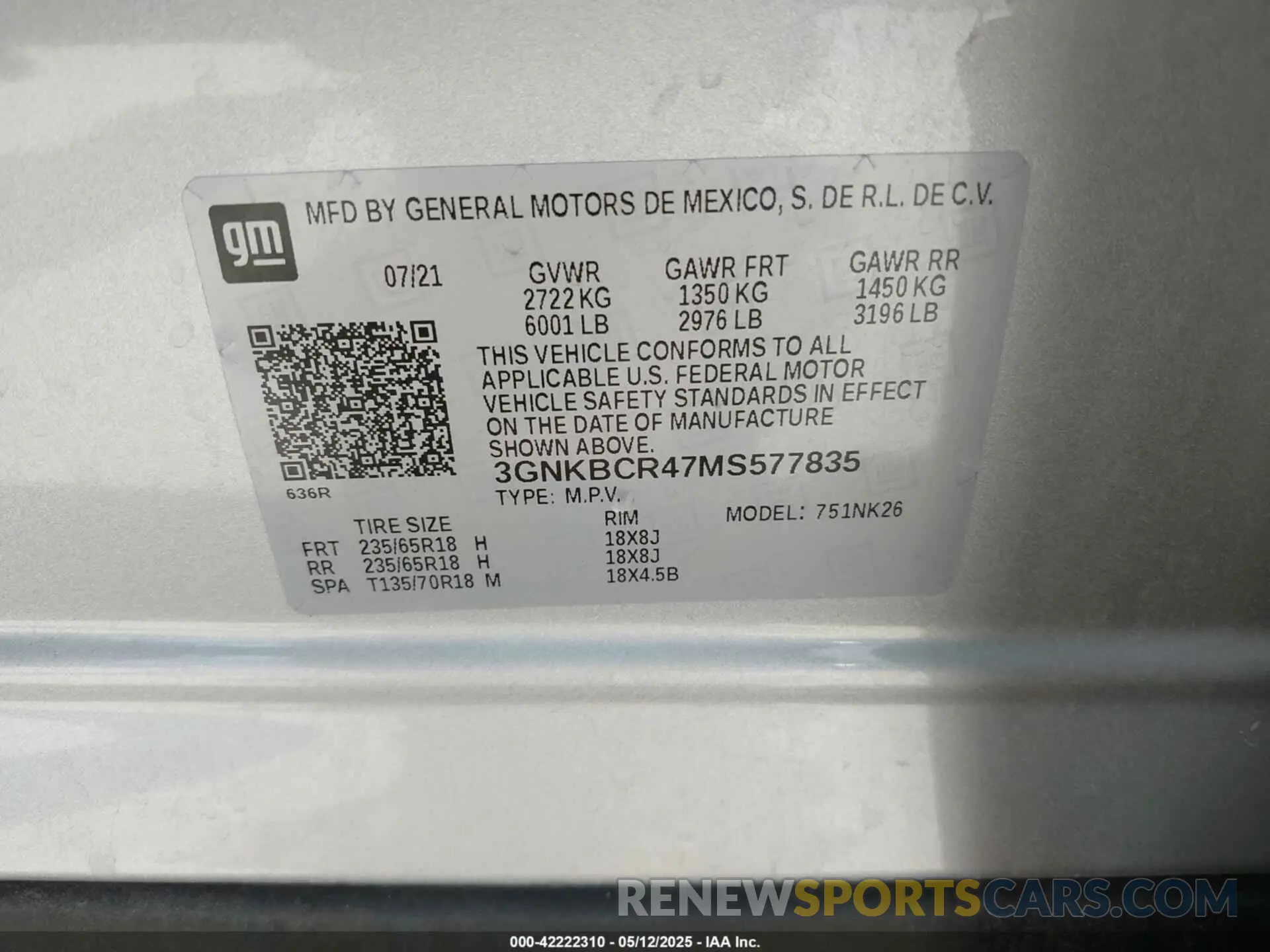 9 Фотография поврежденного автомобиля 3GNKBCR47MS577835 CHEVROLET BLAZER 2021