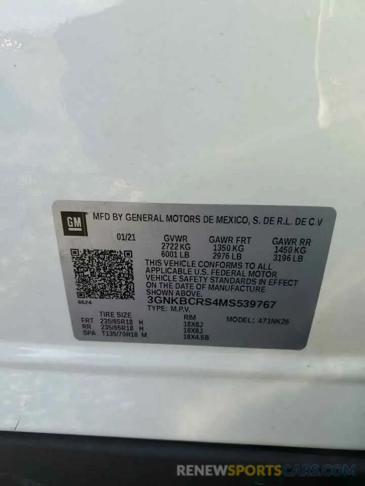 15 Фотография поврежденного автомобиля 3GNKBCRS4MS539767 CHEVROLET BLAZER 2021