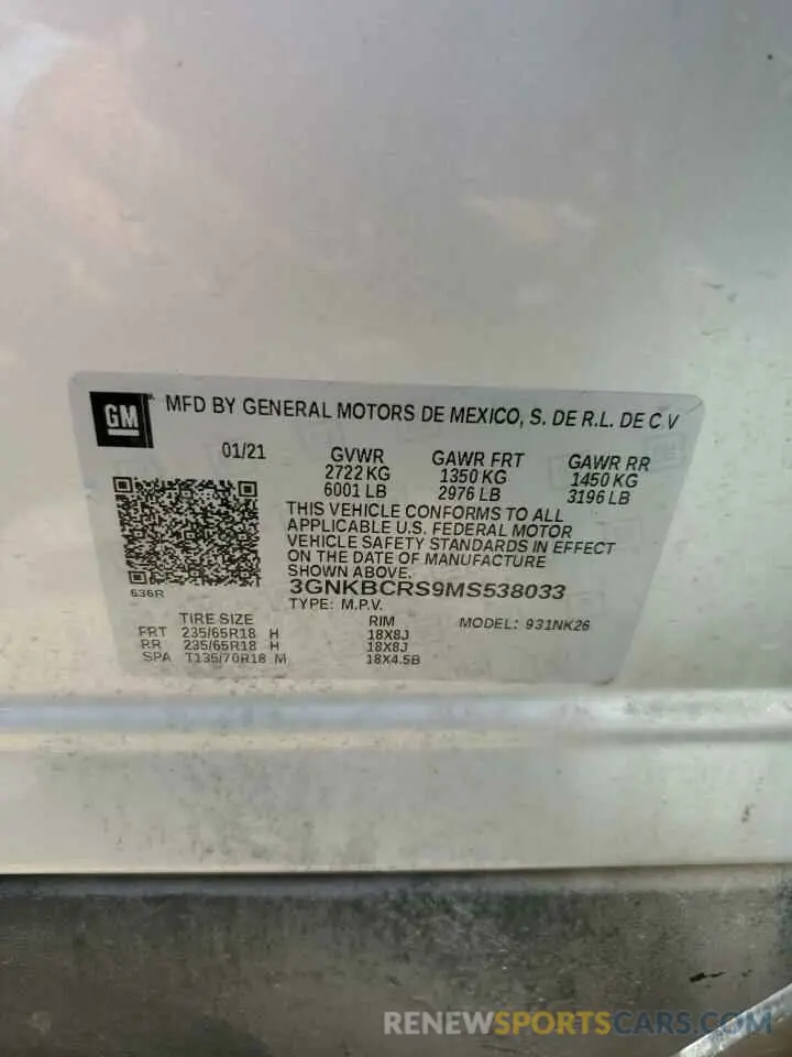 14 Photograph of a damaged car 3GNKBCRS9MS538033 CHEVROLET BLAZER 2021