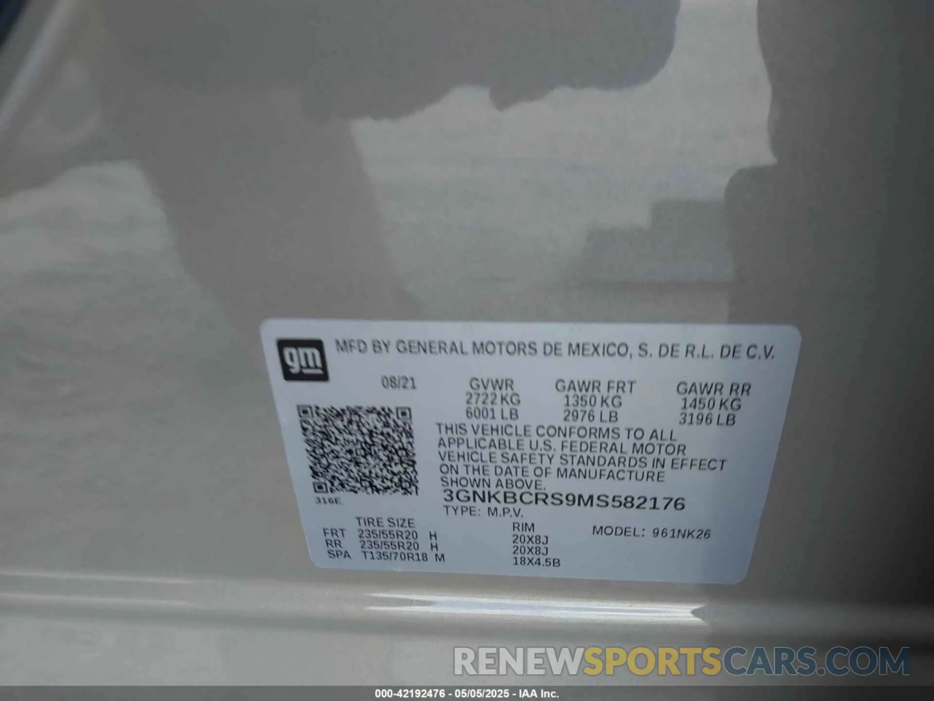 9 Фотография поврежденного автомобиля 3GNKBCRS9MS582176 CHEVROLET BLAZER 2021