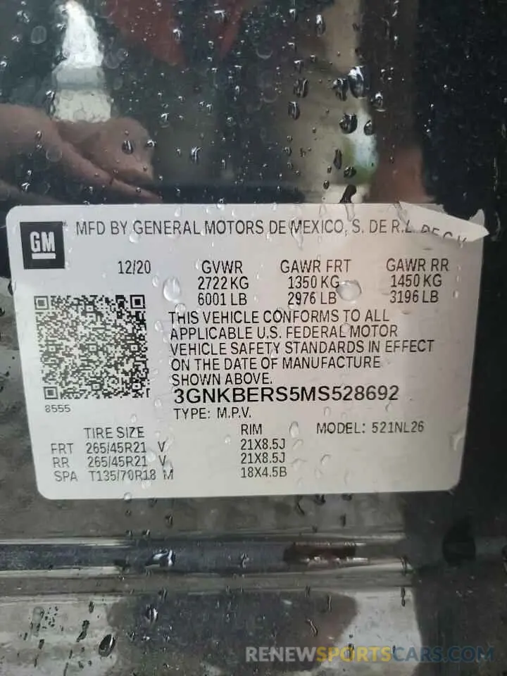 13 Фотография поврежденного автомобиля 3GNKBERS5MS528692 CHEVROLET BLAZER 2021