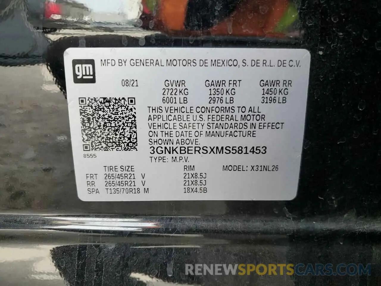 16 Photograph of a damaged car 3GNKBERSXMS581453 CHEVROLET BLAZER 2021