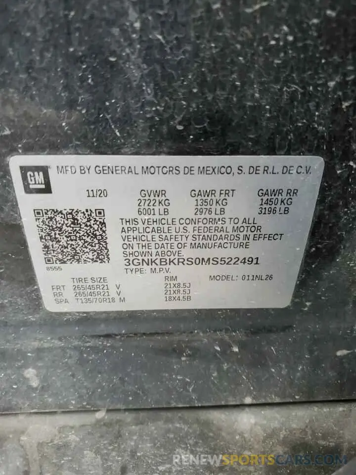 13 Фотография поврежденного автомобиля 3GNKBKRS0MS522491 CHEVROLET BLAZER 2021