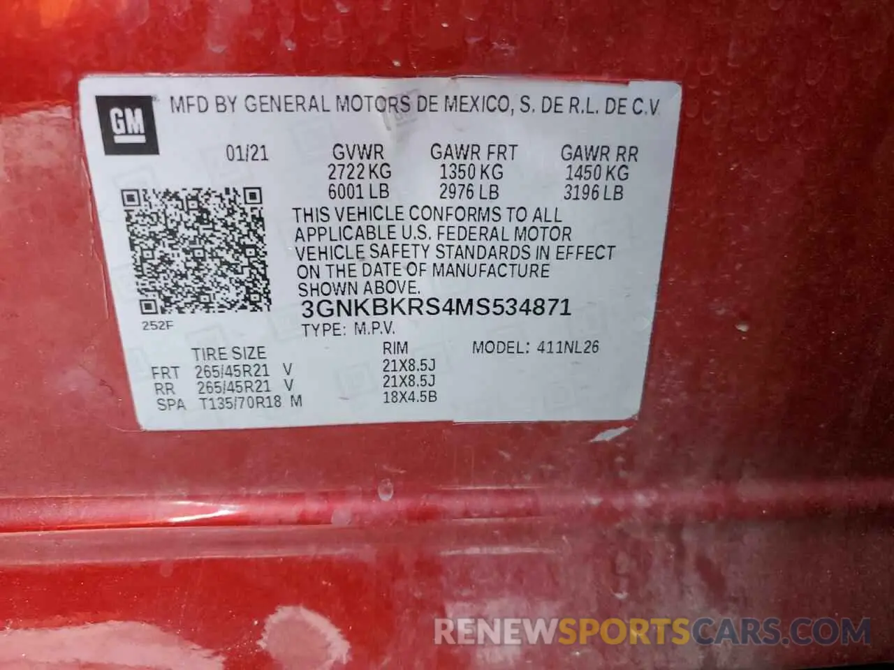 14 Фотография поврежденного автомобиля 3GNKBKRS4MS534871 CHEVROLET BLAZER 2021