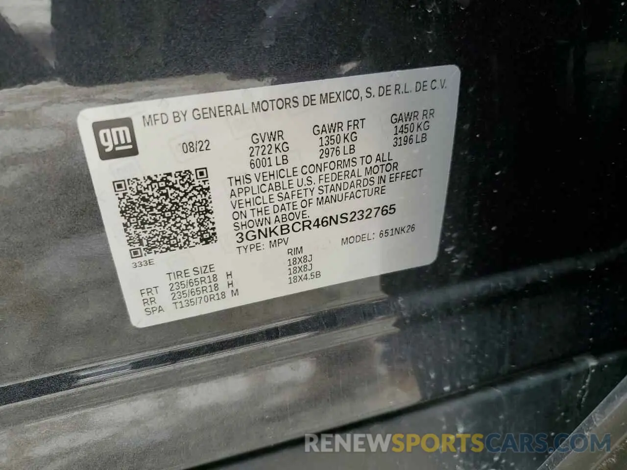 14 Photograph of a damaged car 3GNKBCR46NS232765 CHEVROLET BLAZER 2022