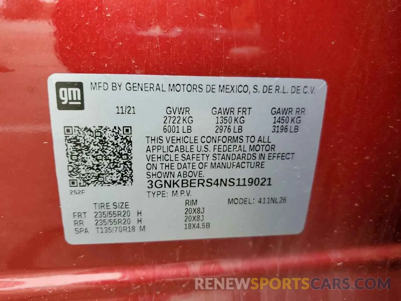 12 Photograph of a damaged car 3GNKBERS4NS119021 CHEVROLET BLAZER 2022