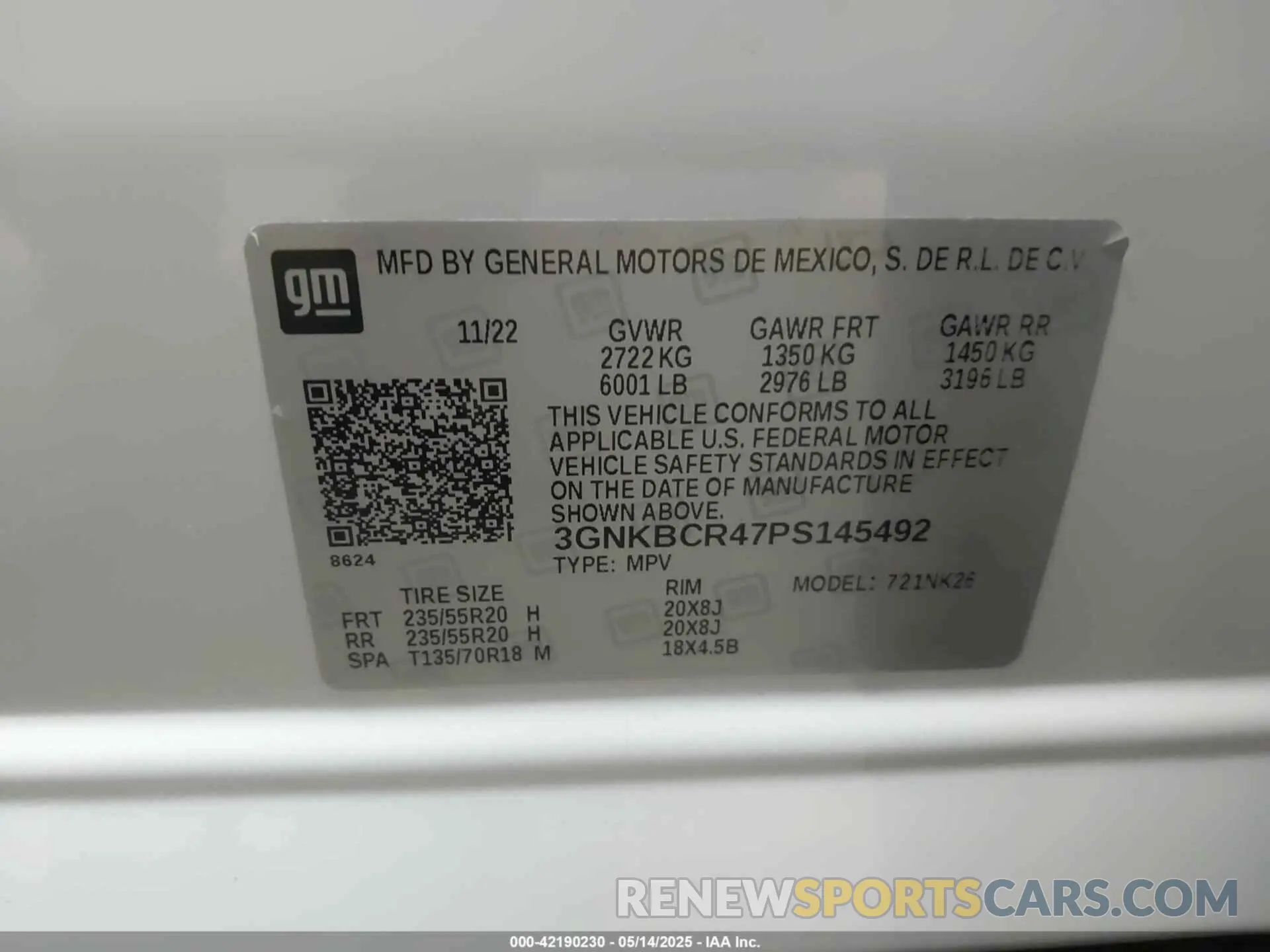 9 Фотография поврежденного автомобиля 3GNKBCR47PS145492 CHEVROLET BLAZER 2023