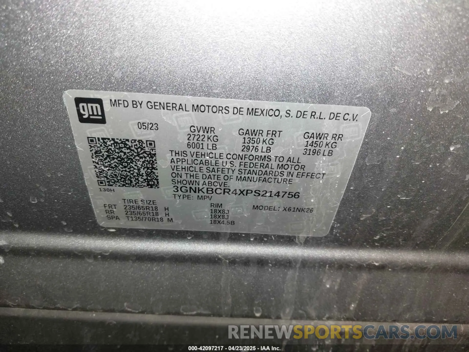 9 Фотография поврежденного автомобиля 3GNKBCR4XPS214756 CHEVROLET BLAZER 2023