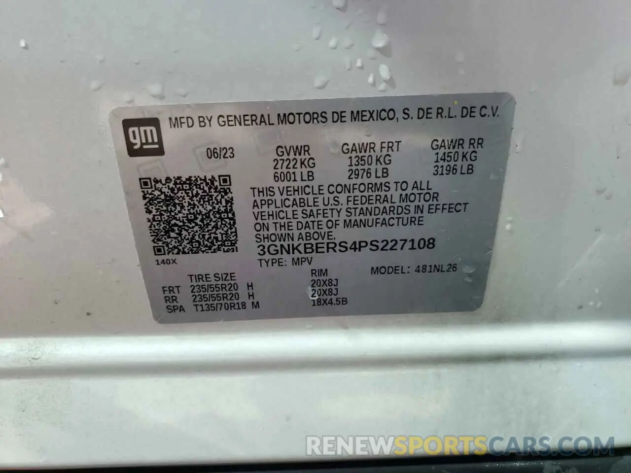 14 Фотография поврежденного автомобиля 3GNKBERS4PS227108 CHEVROLET BLAZER 2023