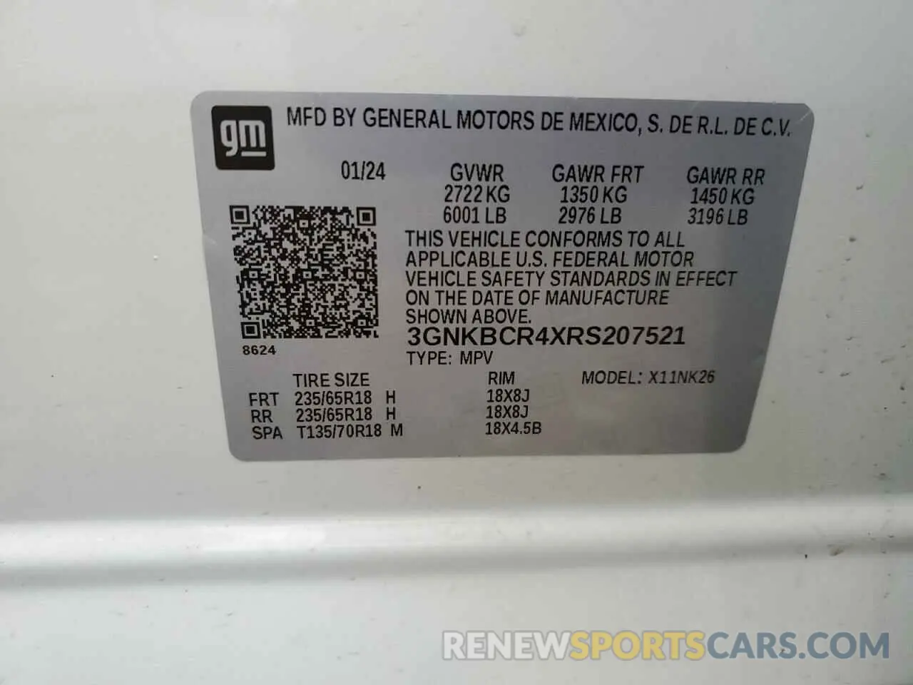 12 Photograph of a damaged car 3GNKBCR4XRS207521 CHEVROLET BLAZER 2024