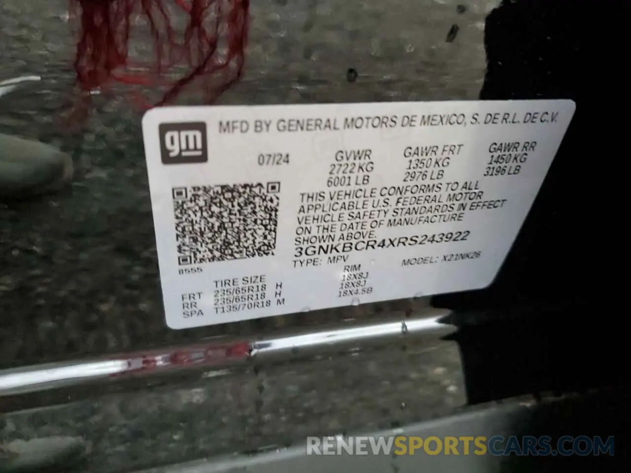 13 Photograph of a damaged car 3GNKBCR4XRS243922 CHEVROLET BLAZER 2024