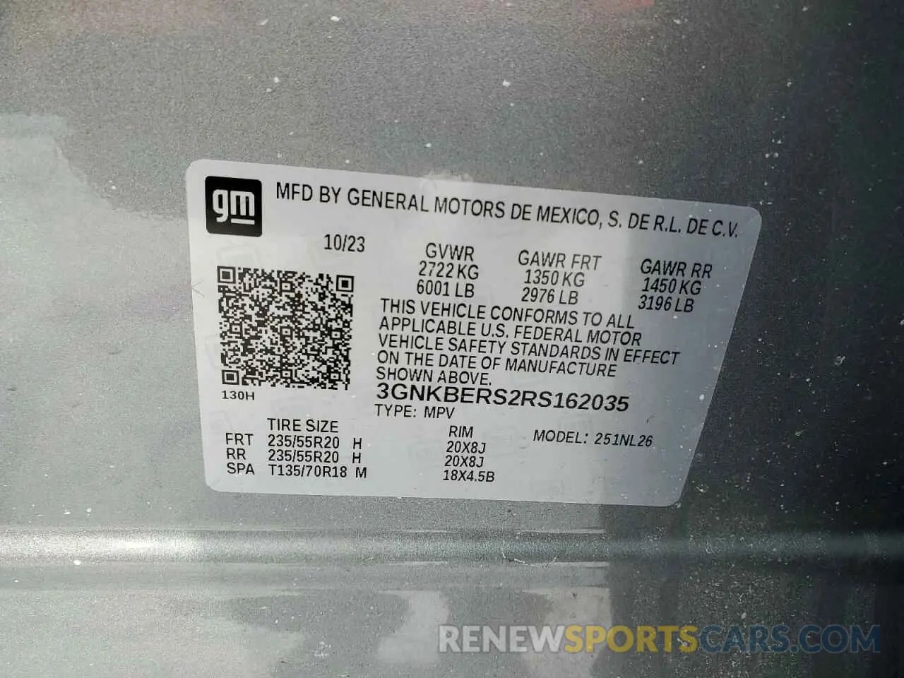 13 Photograph of a damaged car 3GNKBERS2RS162035 CHEVROLET BLAZER 2024