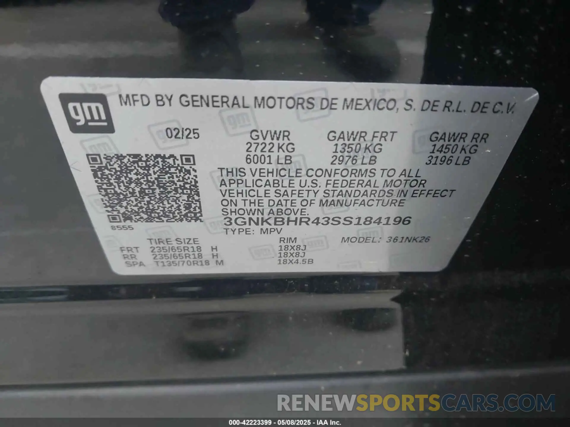 9 Фотография поврежденного автомобиля 3GNKBHR43SS184196 CHEVROLET BLAZER 2025