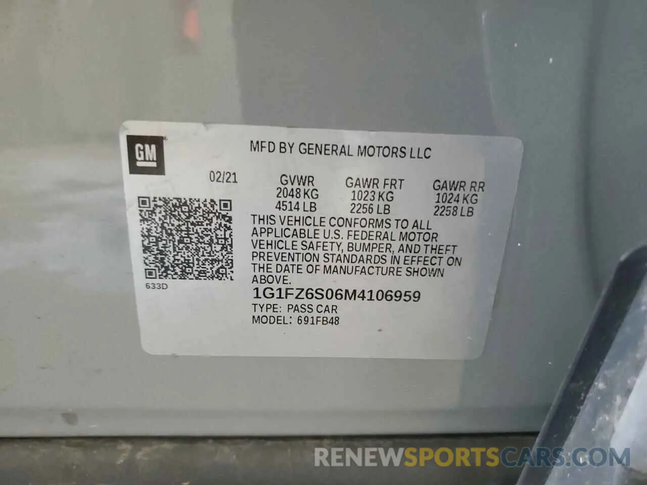 13 Photograph of a damaged car 1G1FZ6S06M4106959 CHEVROLET BOLT 2021