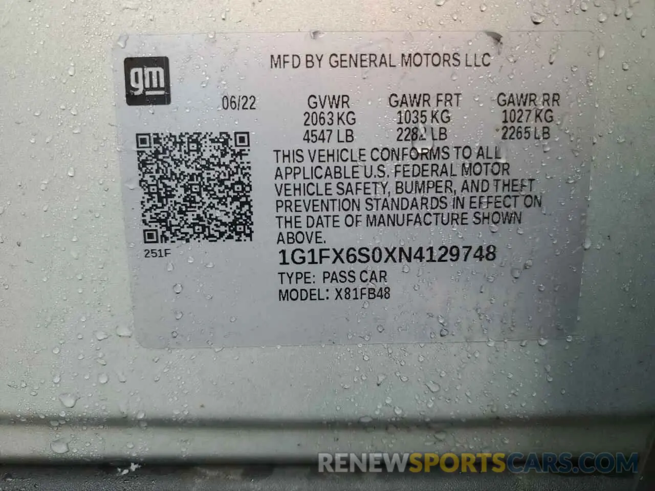 14 Photograph of a damaged car 1G1FX6S0XN4129748 CHEVROLET BOLT 2022