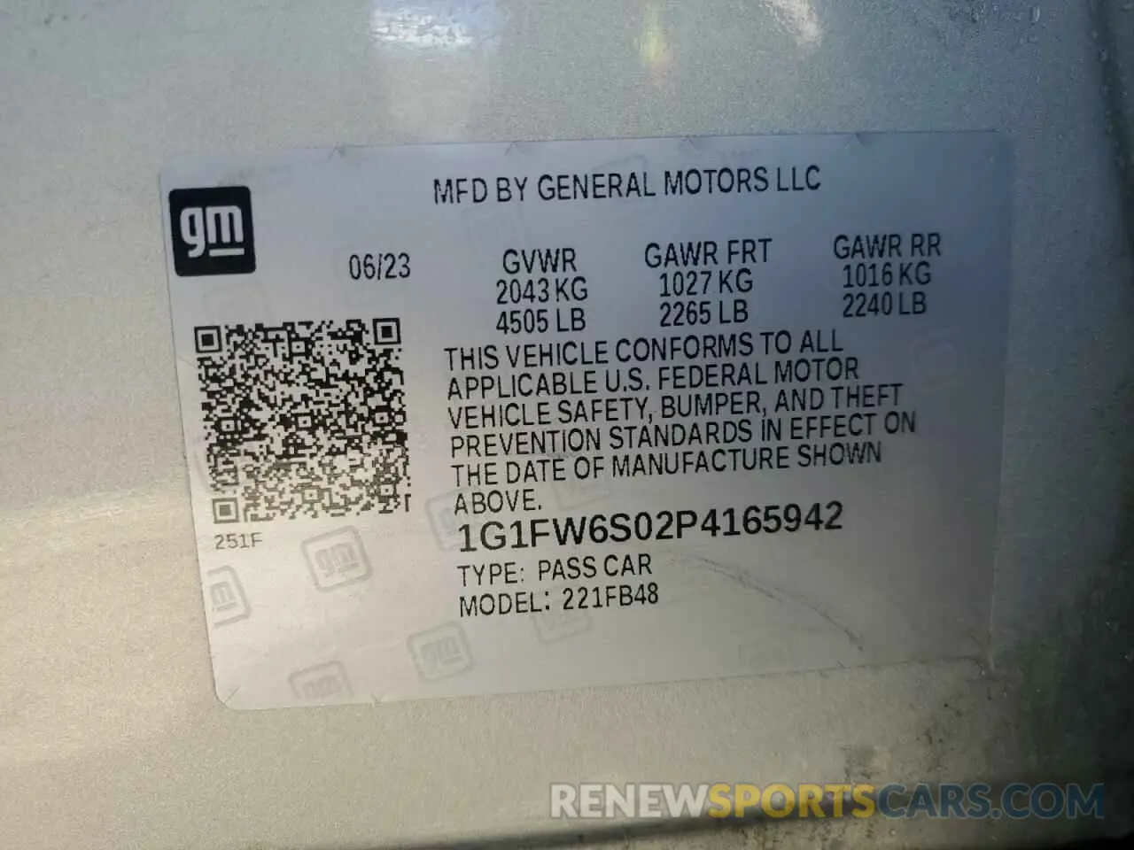 13 Photograph of a damaged car 1G1FW6S02P4165942 CHEVROLET BOLT 2023