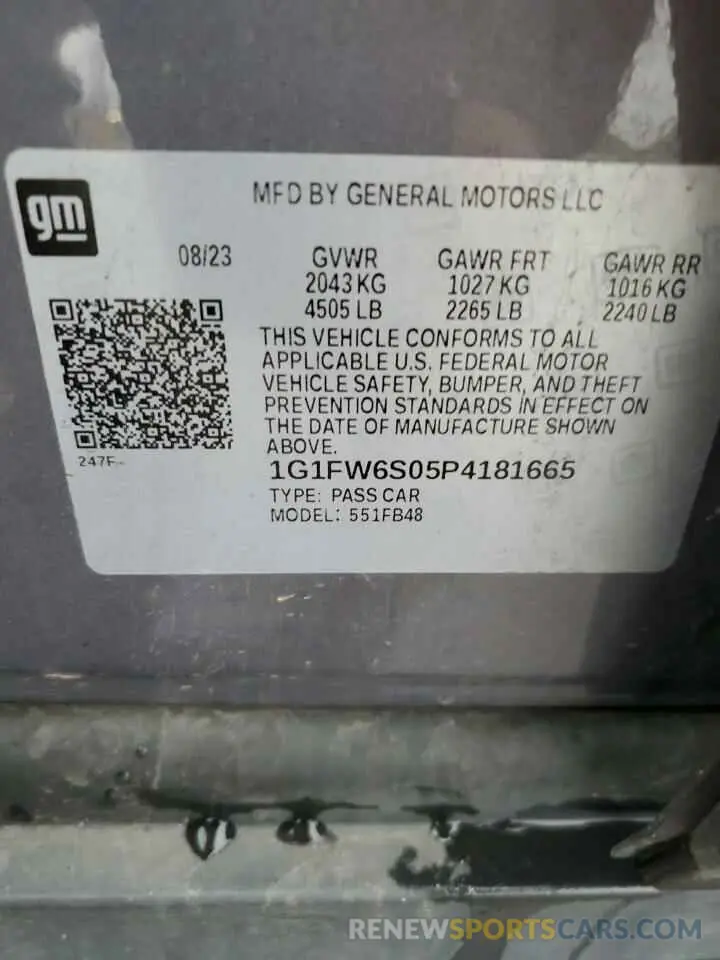 13 Photograph of a damaged car 1G1FW6S05P4181665 CHEVROLET BOLT 2023