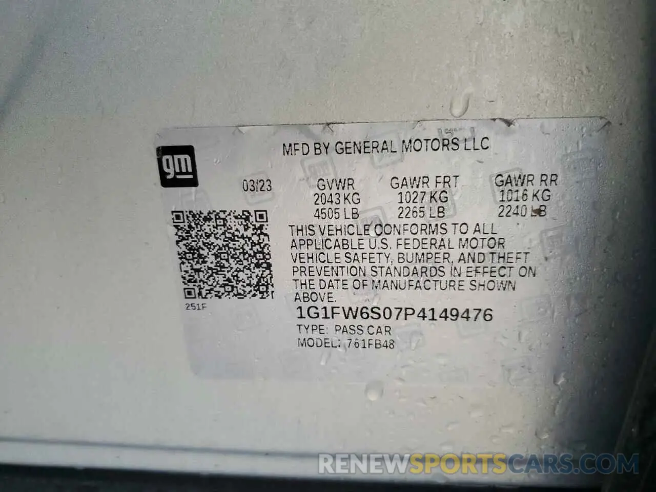 14 Photograph of a damaged car 1G1FW6S07P4149476 CHEVROLET BOLT 2023
