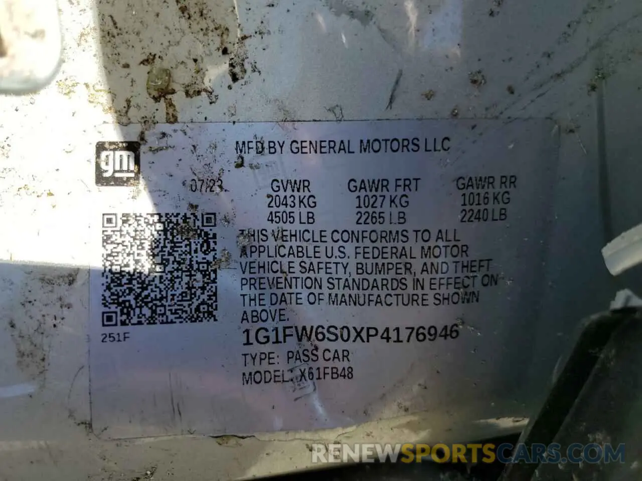 13 Photograph of a damaged car 1G1FW6S0XP4176946 CHEVROLET BOLT 2023