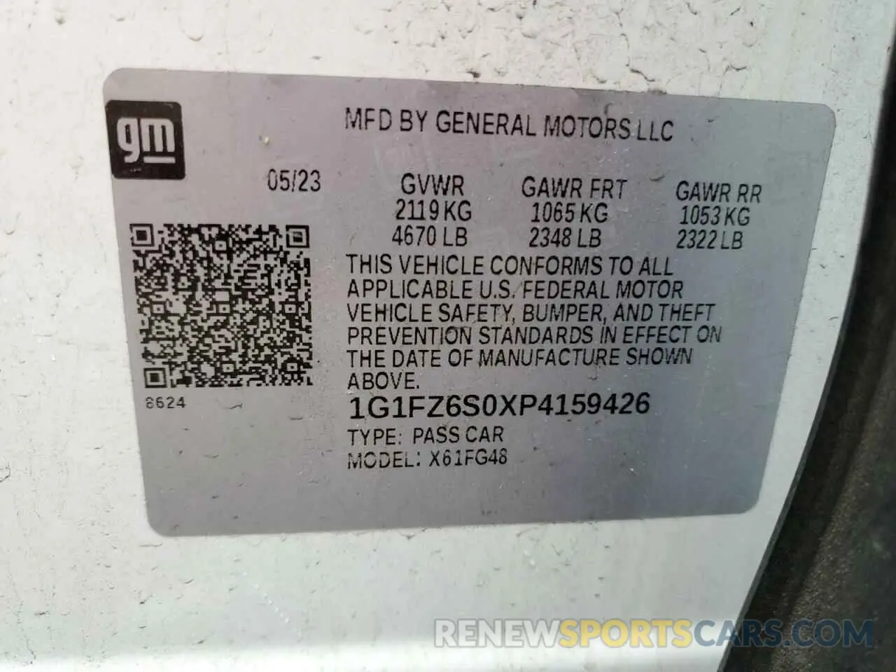 13 Photograph of a damaged car 1G1FZ6S0XP4159426 CHEVROLET BOLT 2023