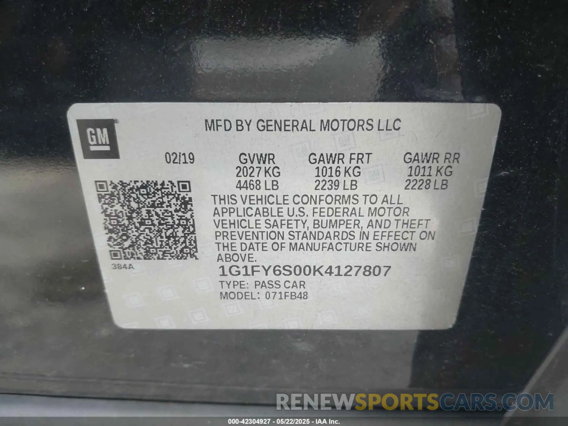 9 Фотография поврежденного автомобиля 1G1FY6S00K4127807 CHEVROLET BOLT EV 2019