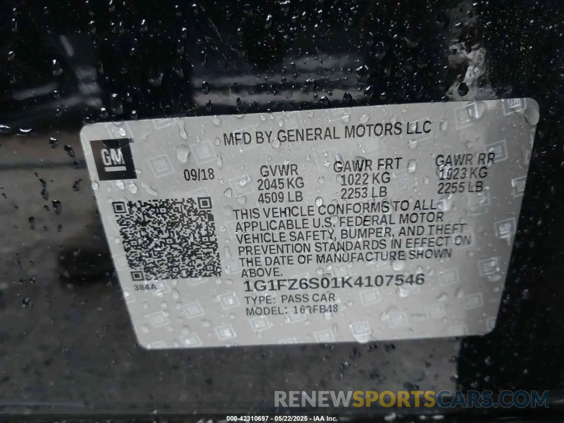 9 Photograph of a damaged car 1G1FZ6S01K4107546 CHEVROLET BOLT EV 2019