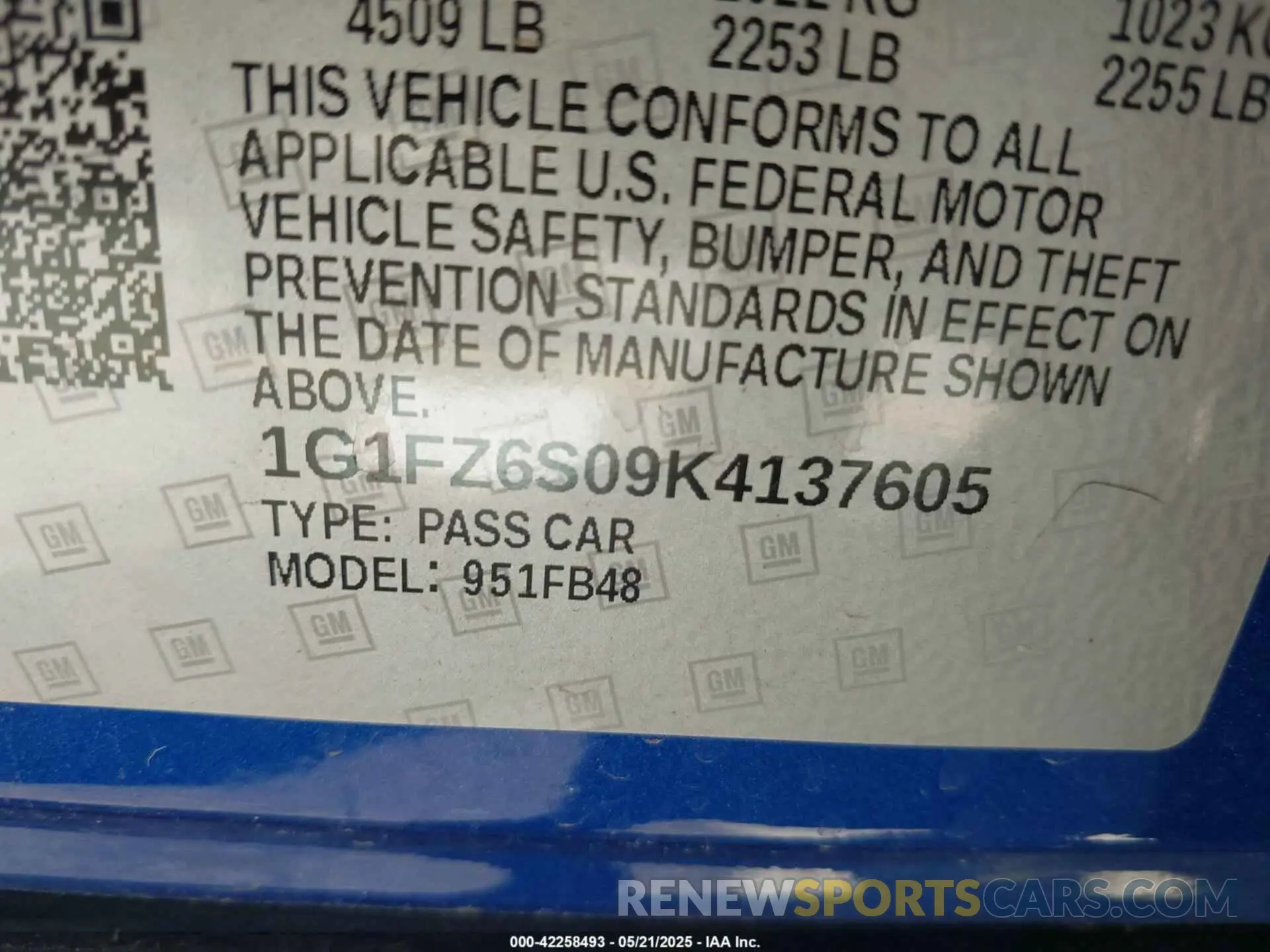 9 Фотография поврежденного автомобиля 1G1FZ6S09K4137605 CHEVROLET BOLT EV 2019