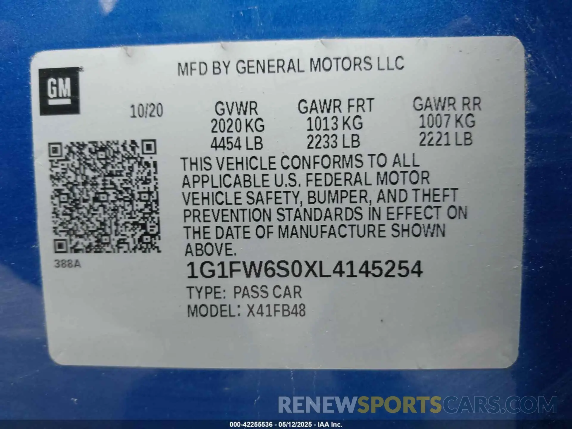 9 Фотография поврежденного автомобиля 1G1FW6S0XL4145254 CHEVROLET BOLT EV 2020