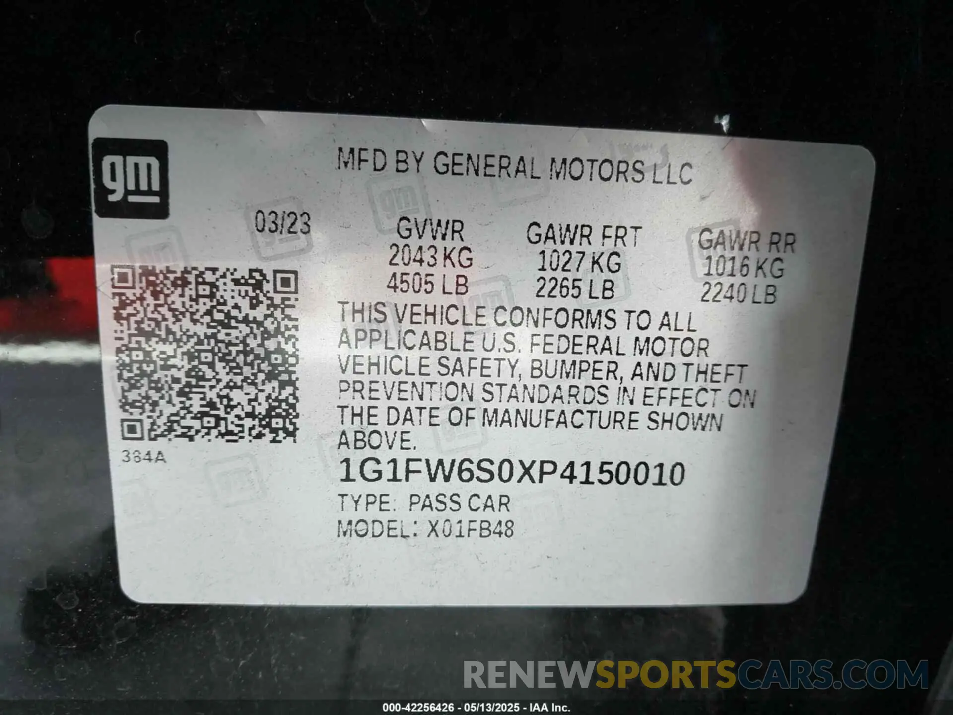 9 Photograph of a damaged car 1G1FW6S0XP4150010 CHEVROLET BOLT EV 2023