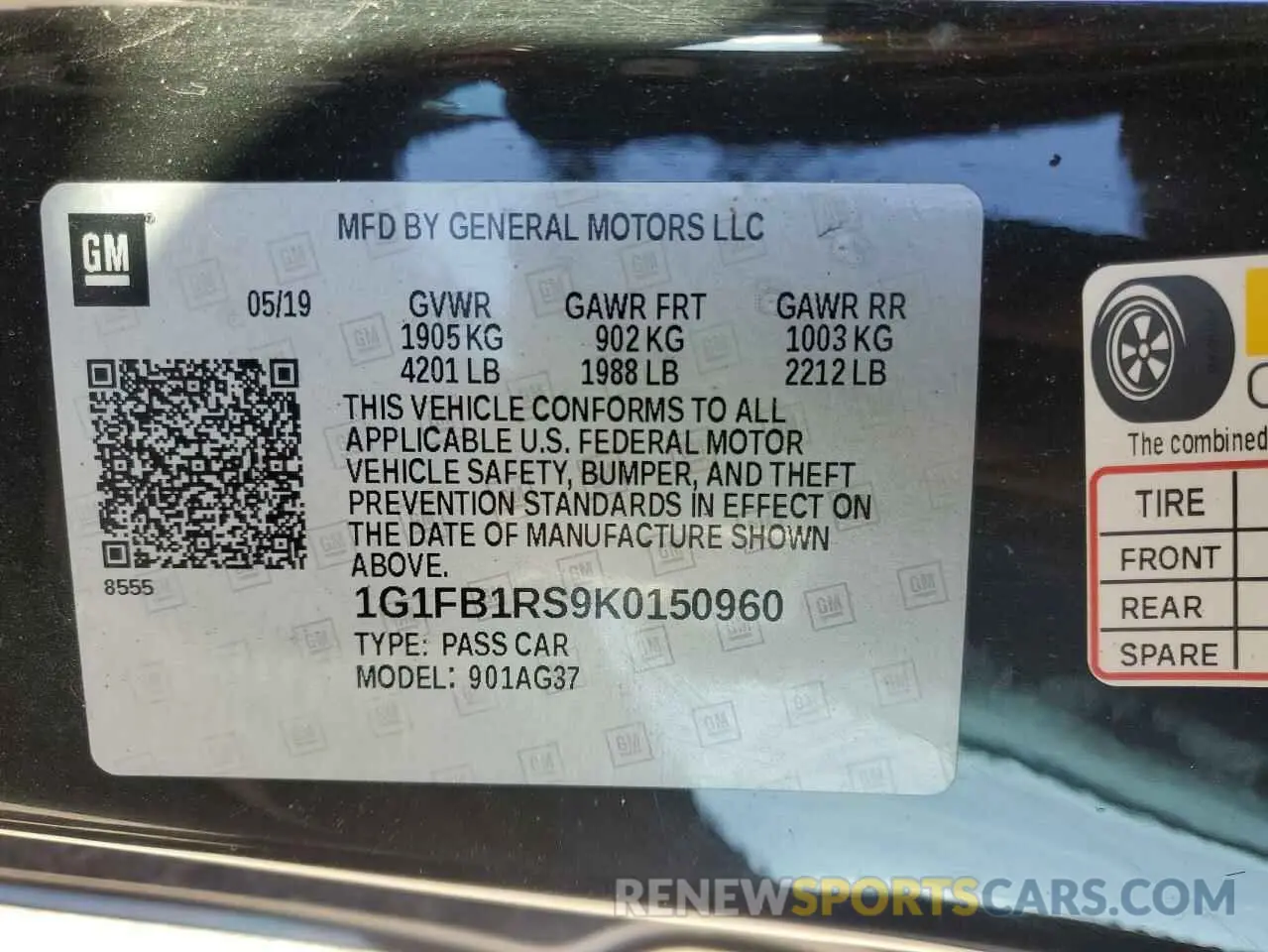13 Фотография поврежденного автомобиля 1G1FB1RS9K0150960 CHEVROLET CAMARO 2019