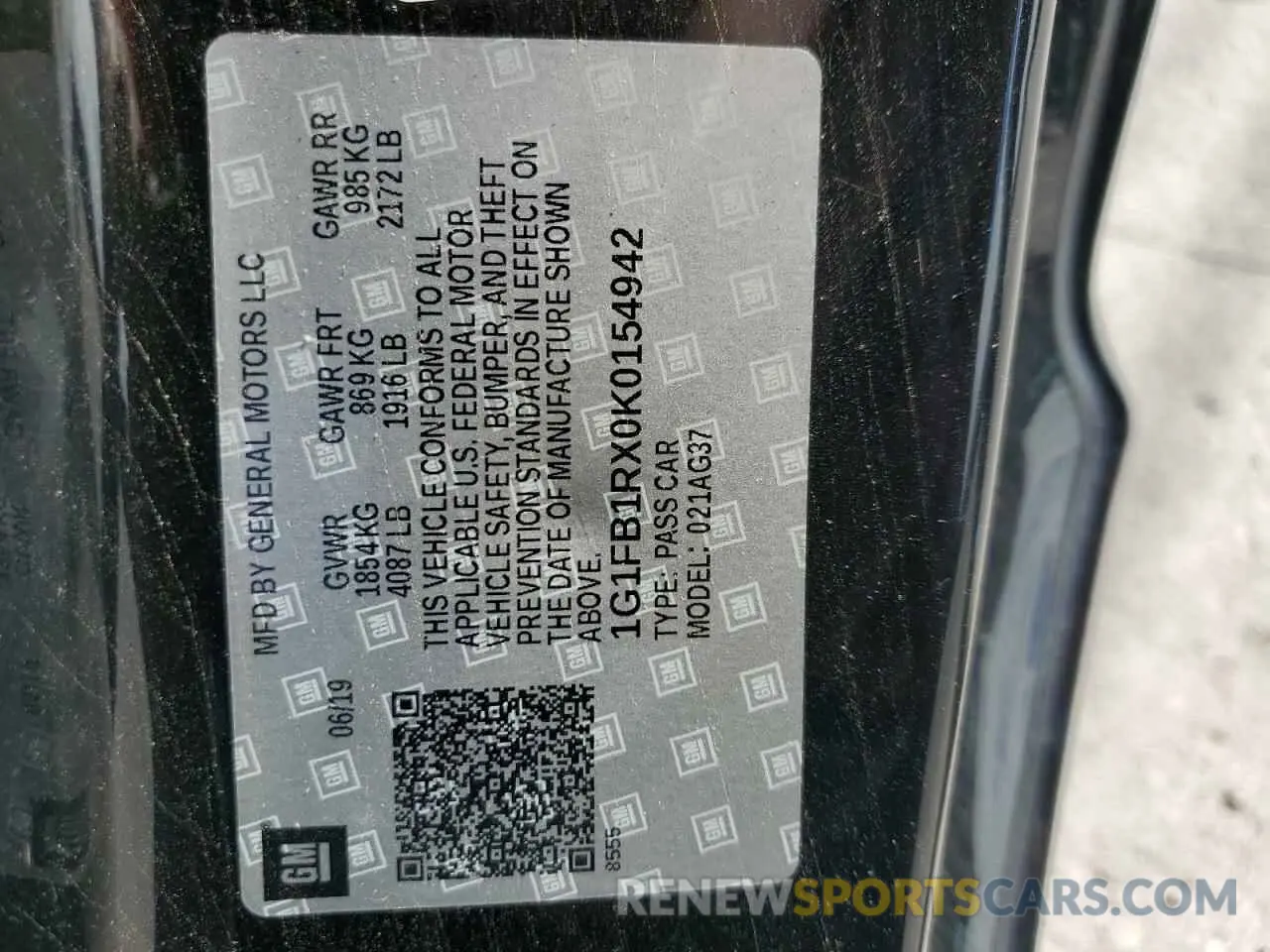 14 Photograph of a damaged car 1G1FB1RX0K0154942 CHEVROLET CAMARO 2019